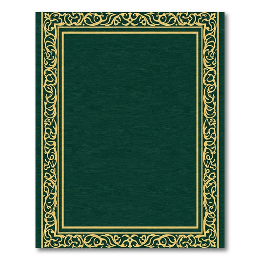 Rich Emerald Gold Floral Border Rug