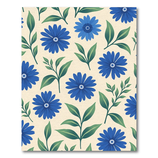 Bold Blue Daisy Floral Garden Rug