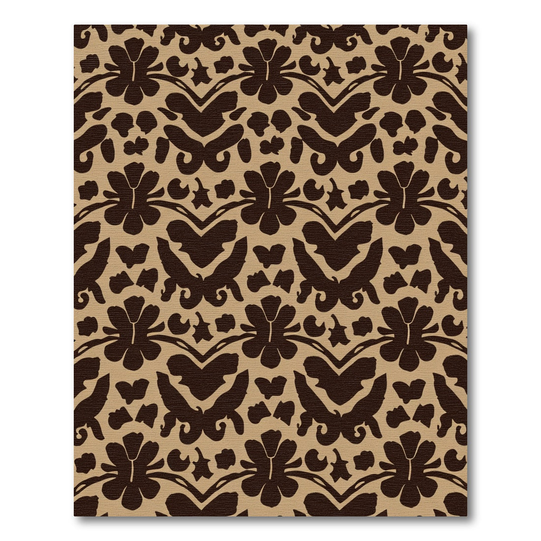 Deep Brown Floral Medallion Camel Rug