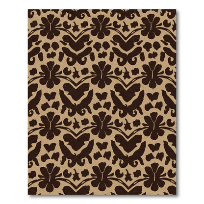 Deep Brown Floral Medallion Camel Rug