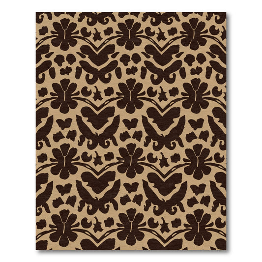 Deep Brown Floral Medallion Camel Rug