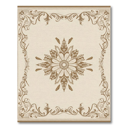 Brown Floral Medallion Ornamental Border Rug