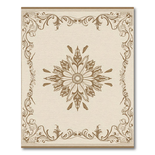 Brown Floral Medallion Ornamental Border Rug