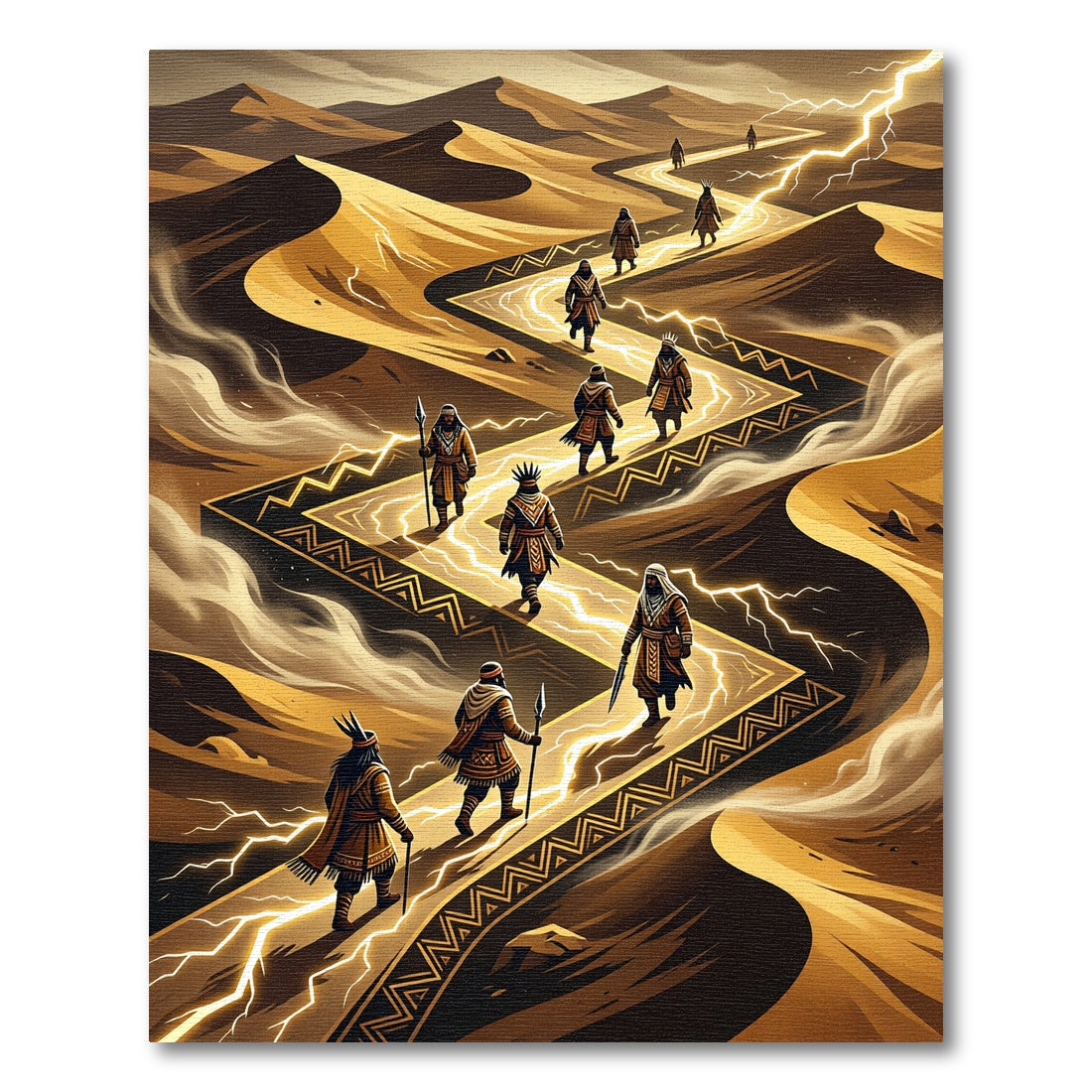 Golden Lightning Desert Wanderer Path Rug