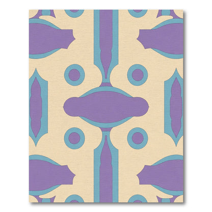 Cream Violet Teal Geometric Medallion Rug