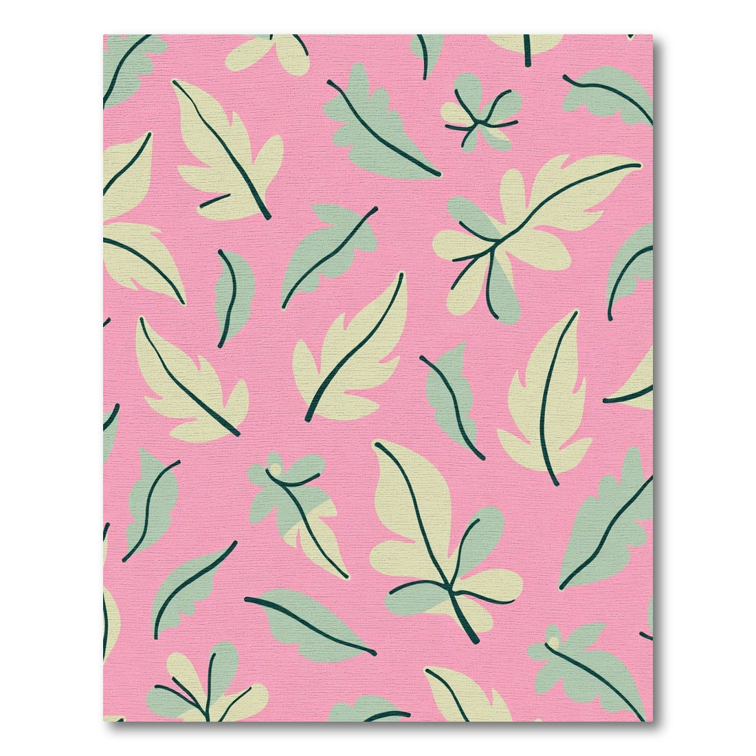 Pink Light Green Leaf Garland Rug