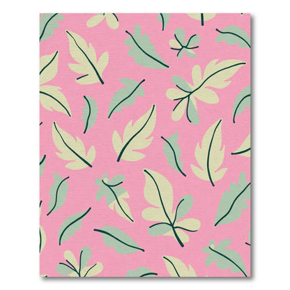 Pink Light Green Leaf Garland Rug