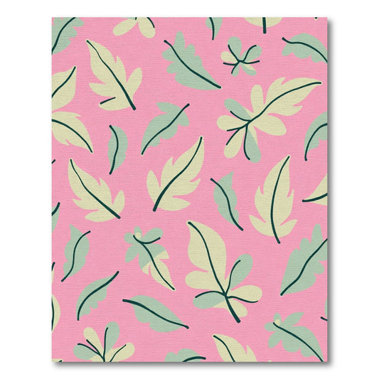 Pink Light Green Leaf Garland Rug
