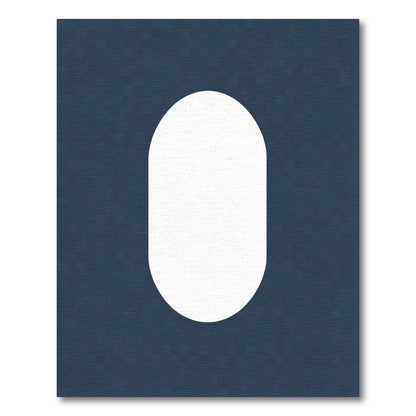 Minimalist White Capsule Dark Blue Rug