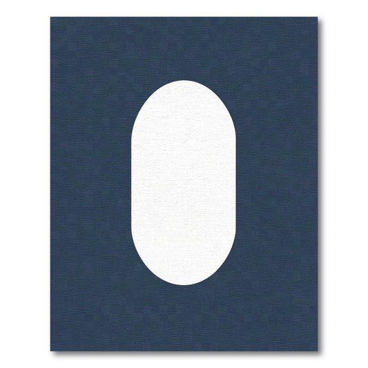Minimalist White Capsule Dark Blue Rug