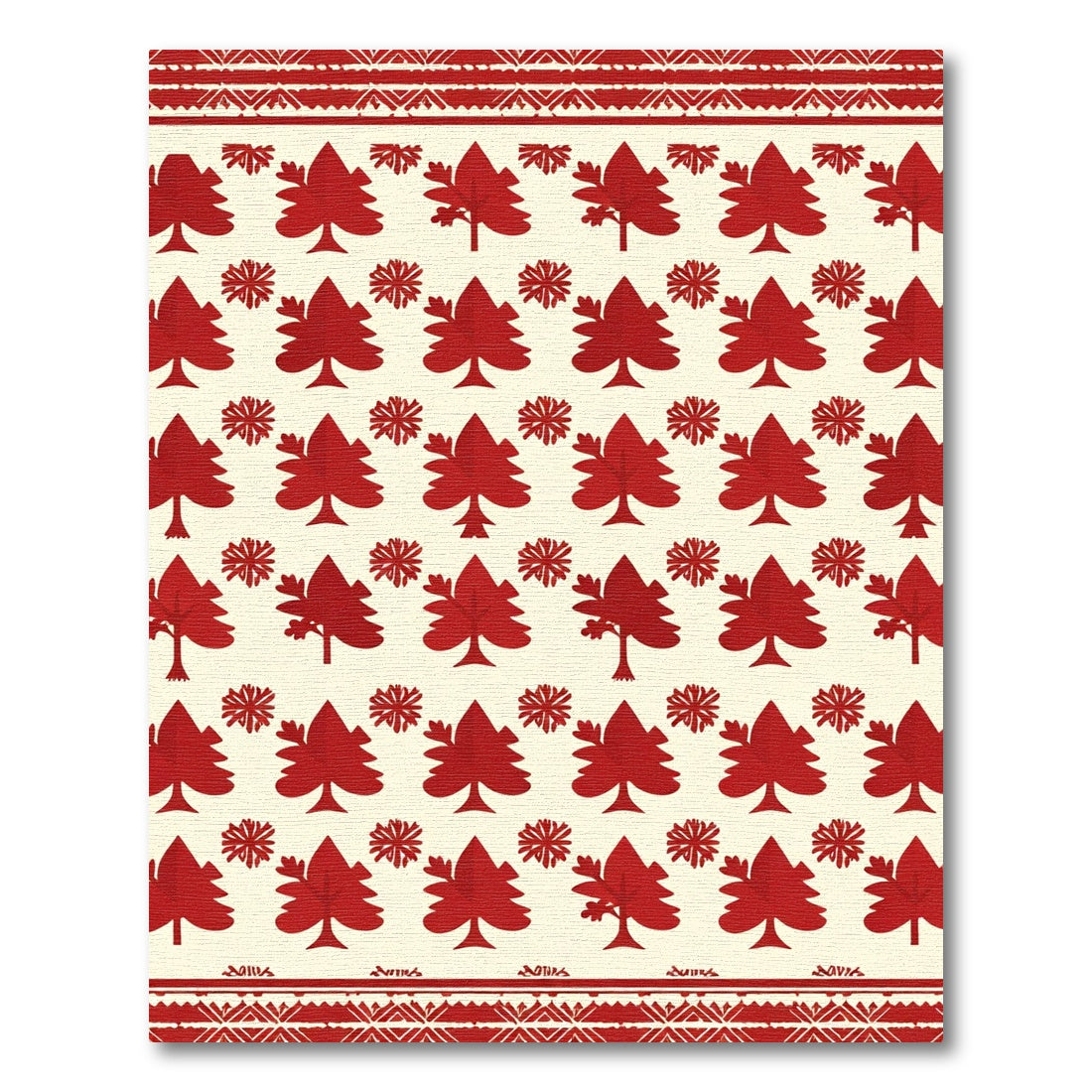 Crimson Tree And Star Scatter Rug
