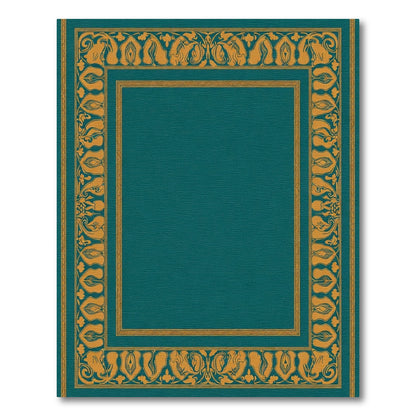 Teal Gold Floral Border Rug