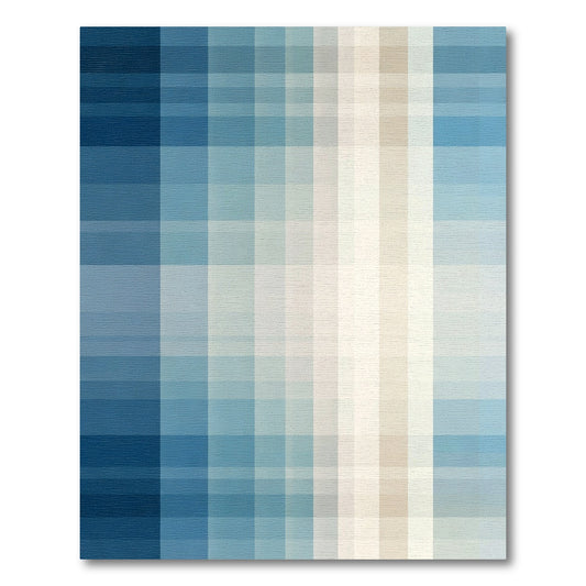 Cool Blue Gradient Plaid Rug