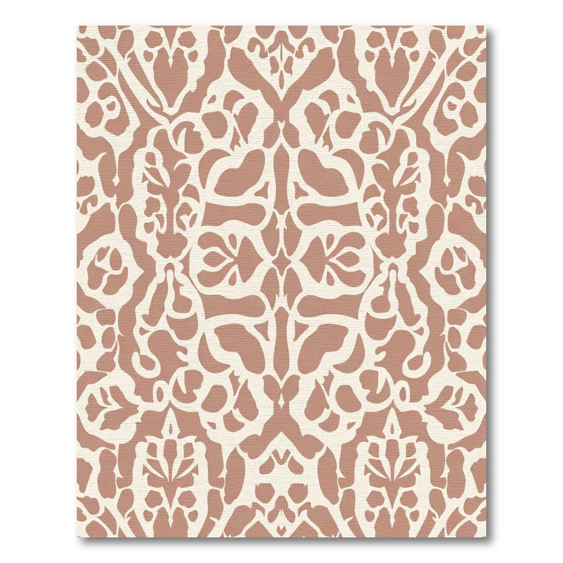 Terracotta Cream Ornamental Swirl Rococo Rug