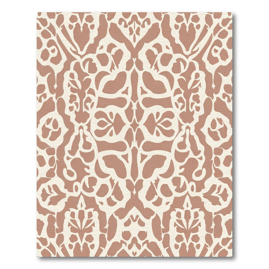 Terracotta Cream Ornamental Swirl Rococo Rug