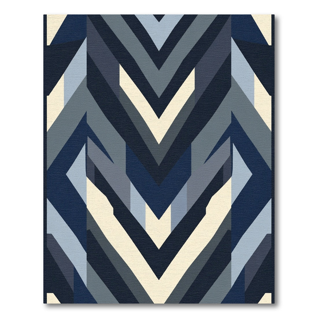 Modern Navy Geometric Chevron Rug