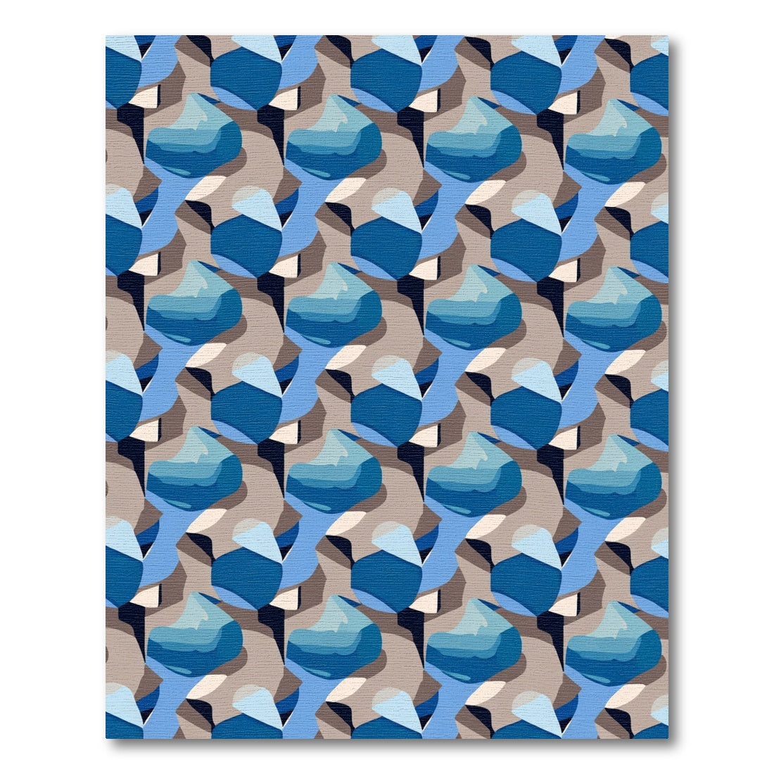 Deep Blue Abstract Organic Form Rug