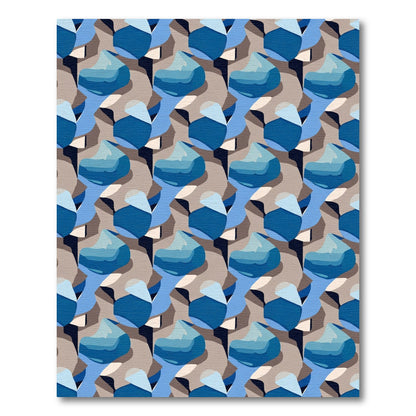 Deep Blue Abstract Organic Form Rug