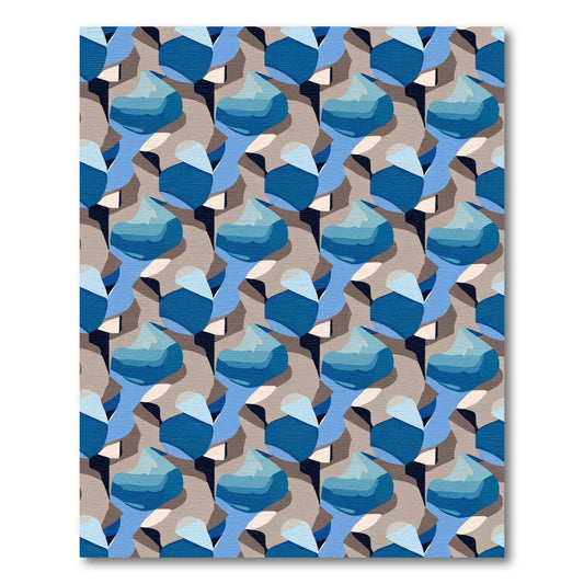 Deep Blue Abstract Organic Form Rug