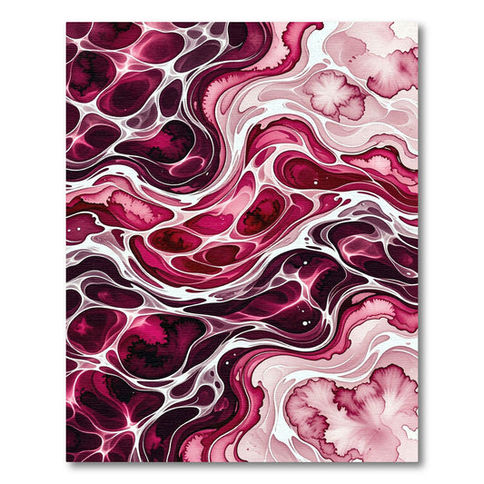 Crimson Pink Swirl Cell Abstract Rug