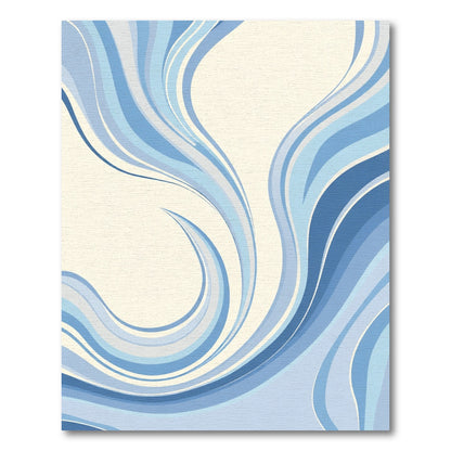 Serene Blue Flowing Wave Abstract Rug
