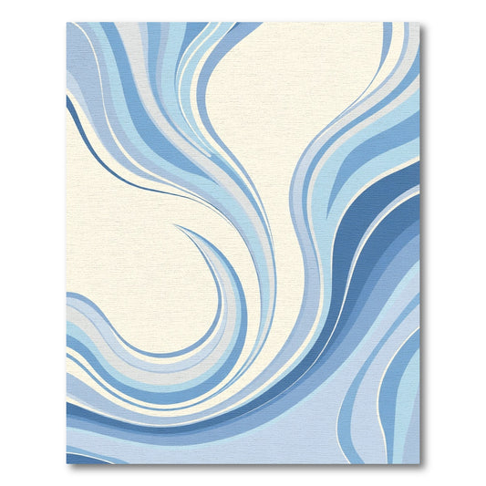 Serene Blue Flowing Wave Abstract Rug