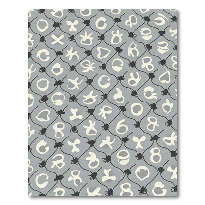 Gray Off White Abstract Symbol Grid Rug