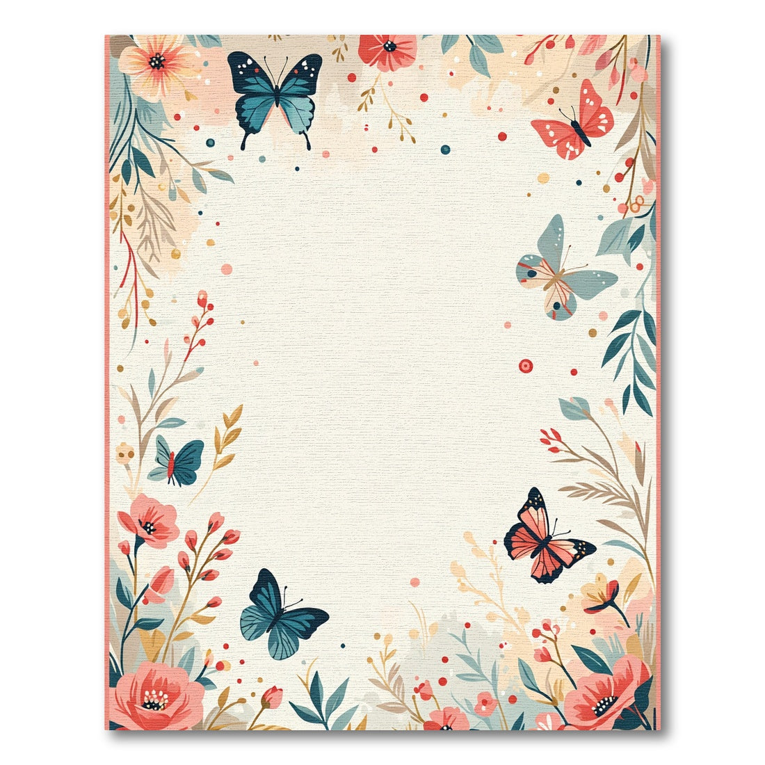 Whimsical Floral Butterfly Meadow Rug