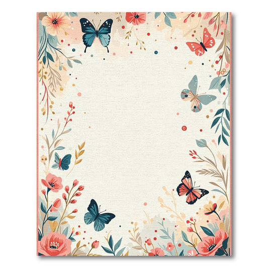 Whimsical Floral Butterfly Meadow Rug