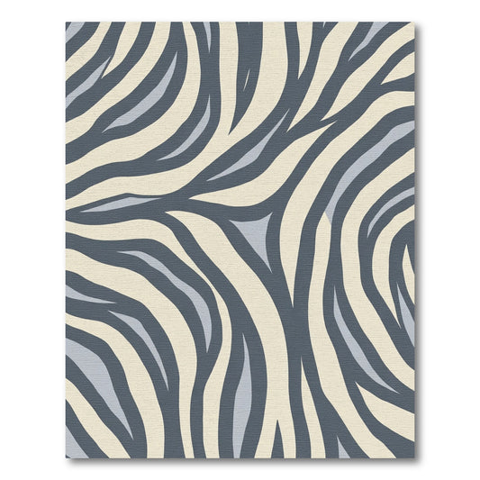 Cream Gray Abstract Zebra Stripes Rug