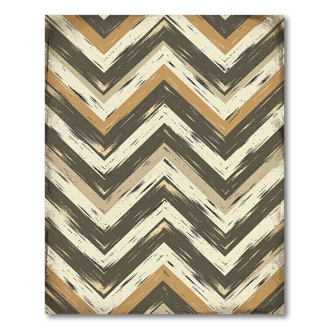 Earthy Chevron Brushstroke Accents Rug