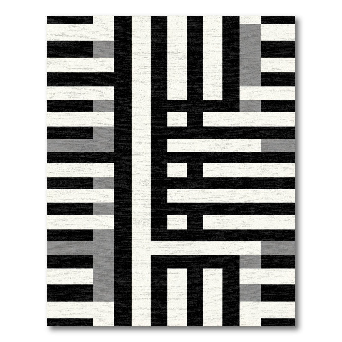 Monochrome Geometric Block Weave Rug