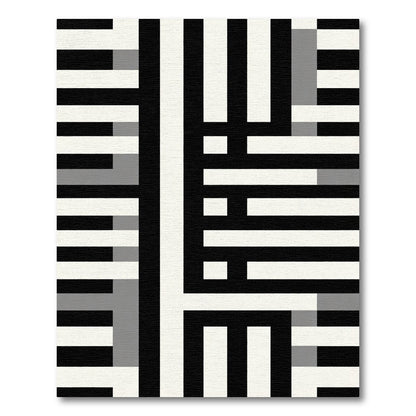 Monochrome Geometric Block Weave Rug