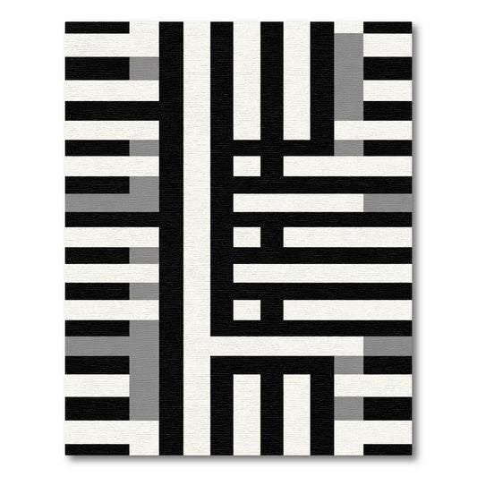 Monochrome Geometric Block Weave Rug