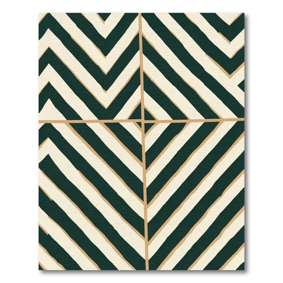 Emerald Ivory Broken Stripe Chevron Rug