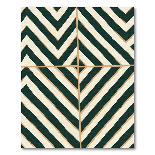 Emerald Ivory Broken Stripe Chevron Rug