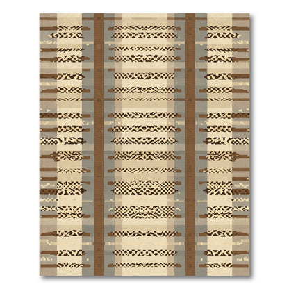 Stripe Splotch Geometric Brown Beige Rug