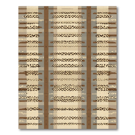 Stripe Splotch Geometric Brown Beige Rug