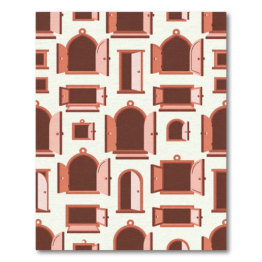 Terracotta Arched Window Repeating Tile Rug