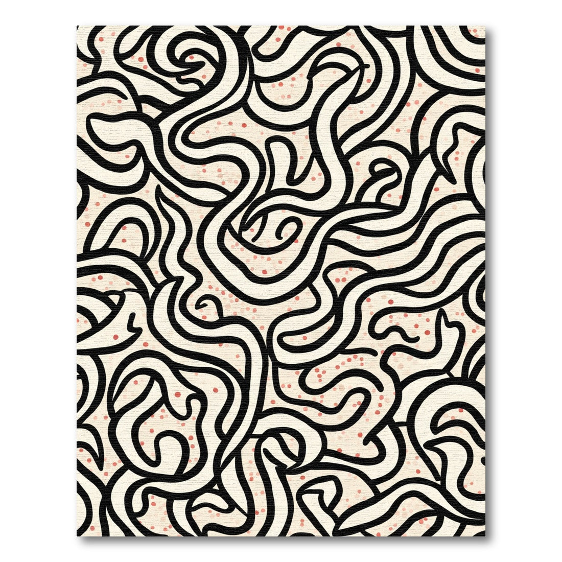 Black Swirl Cream Tiny Dots Rug