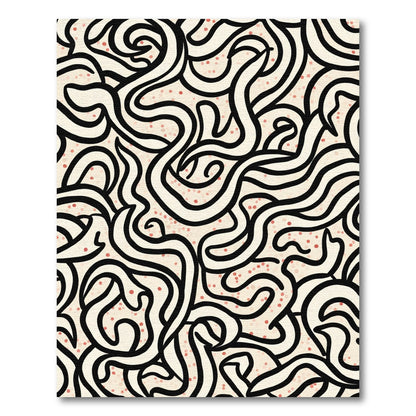 Black Swirl Cream Tiny Dots Rug