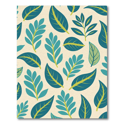 Teal Leafy Branches Cream Background Rug