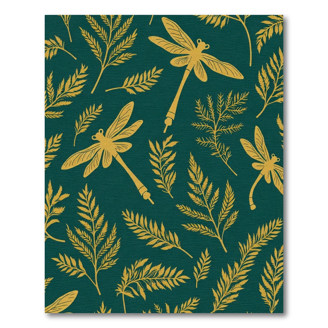 Golden Dragonflies Ferns Teal Rug