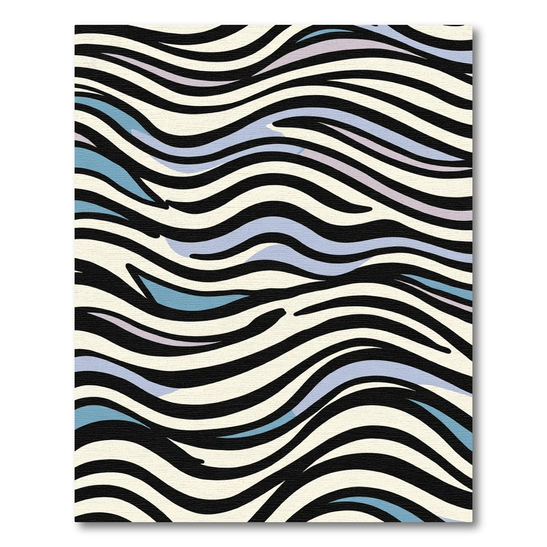 Abstract Black White Blue Wave Rug