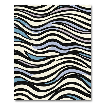 Abstract Black White Blue Wave Rug
