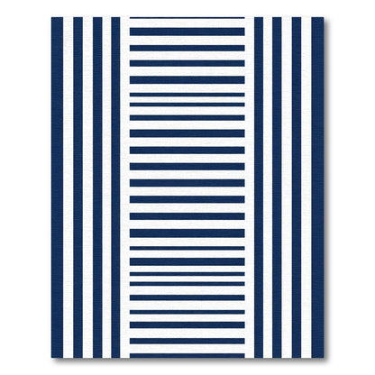 Navy White Vertical Horizontal Stripe Rug