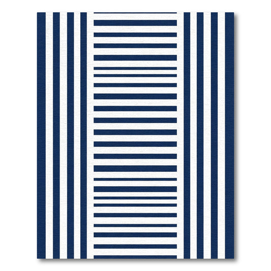 Navy White Vertical Horizontal Stripe Rug