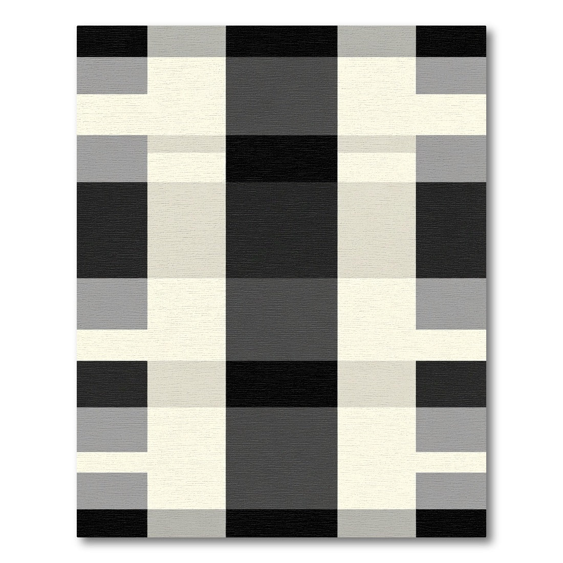 Bold Monochrome Checkered Plaid Rug