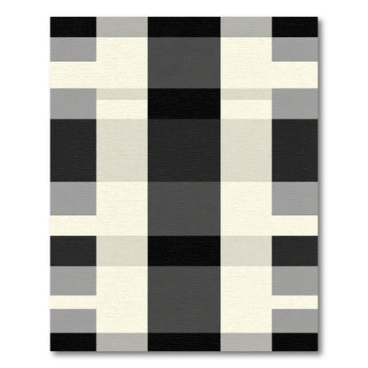 Bold Monochrome Checkered Plaid Rug
