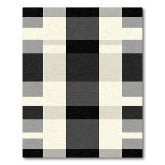 Bold Monochrome Checkered Plaid Rug